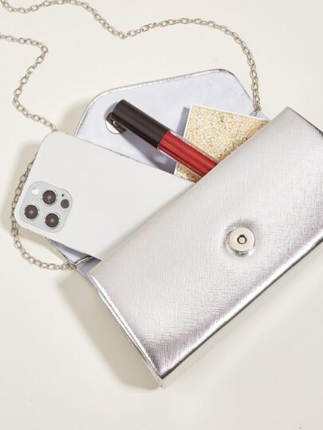 Vincy Glitter Handbag 1pc Evening Handbag With Sparkling Rhinestone Buckle Detail Pu Leather Small Square Bag Can Be Shoulder Cross Body Or Clutch Bag Perfect For Parties