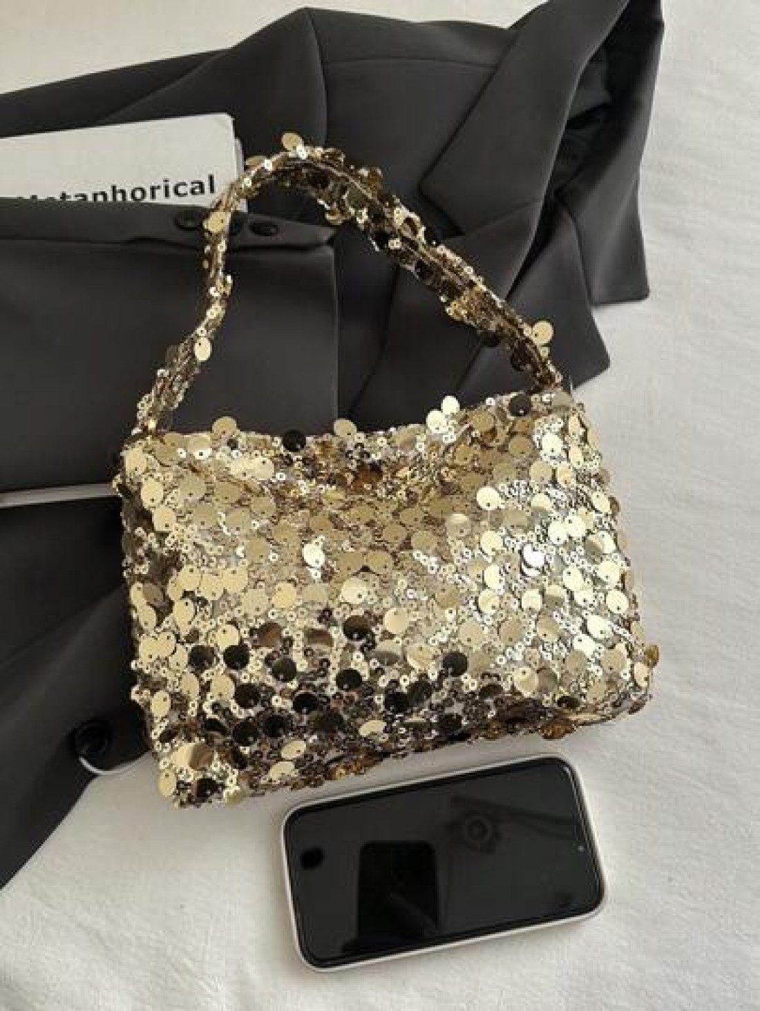 1pc Zippered Closure Sparkly Wristlet Bag Multicolor Sequin Design Europe US Style Creative Personality Cell Phone Shoulder Crossbody Bag Suitable For Party Gala Date Night For Women