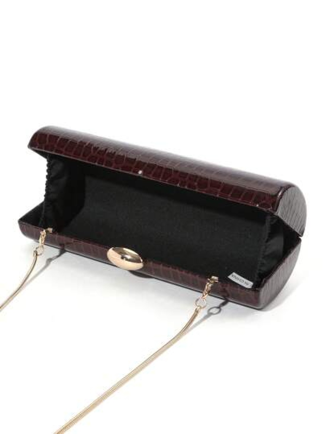 Elegant Fashionable Wine Red Crocodile Pattern Solid Color PU Leather Clutch Box With Metal Chain For Women Suitable For Daily Outings Dates Banquets Galas Parties Autumn Winter