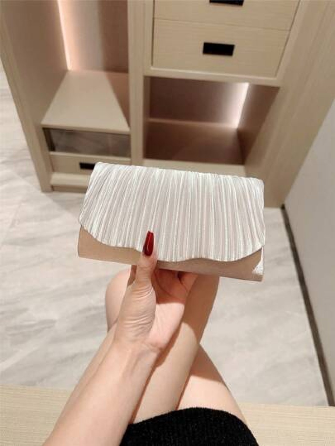 1pc Classic Pleated Satin Design Formal Evening Dress Party Clutch Bag Elegant For Prom Wedding Ball Dance Envelope Chain Bag Tready Party Bags Perfect For Party Wedding Prom Dinner Banquet Essential