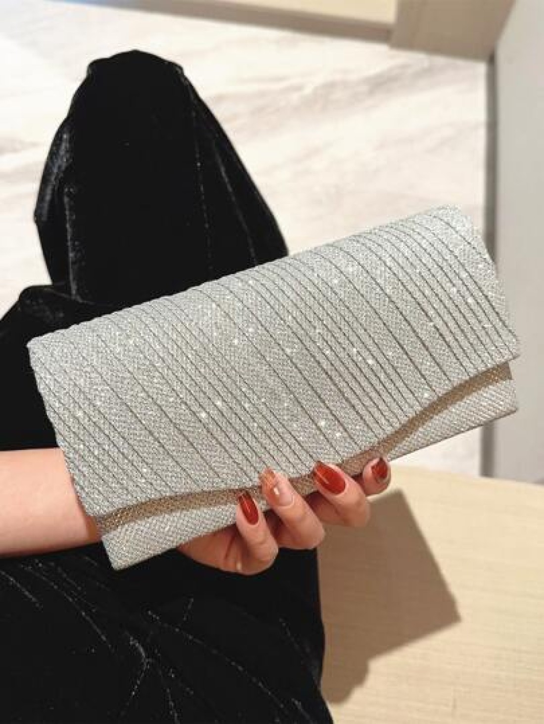 Moonlit EveBag Glamorous Elegant Exquisite Quiet Luxury Sequin Luxury Shiny Portable Mini Glitter Flap Square Bag Evening Bag Dinner Bag For Party Girl Woman Bride Perfect For Party Wedding Prom Dinne