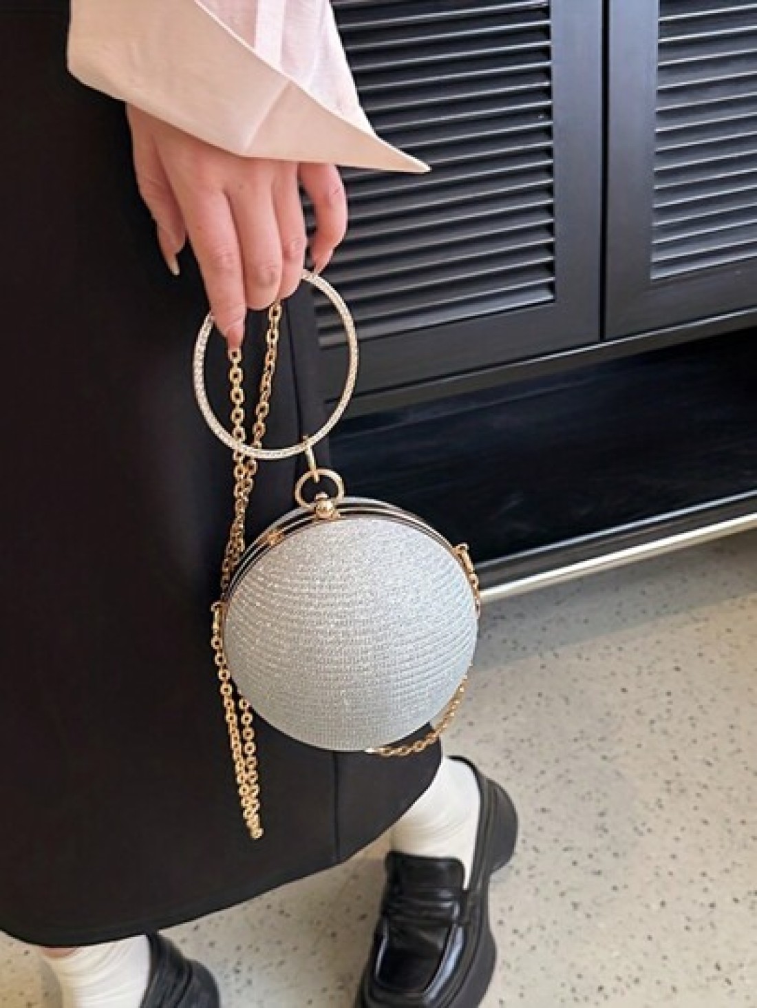 Fashion Shiny Ball Party Clutch Bag Chain Shoulder Crossbody Bag For Women Party Bag Perfect For Party Wedding Prom Dinner Banquet Matching With Holiday Party Dress Evening Dress Sequin Dress