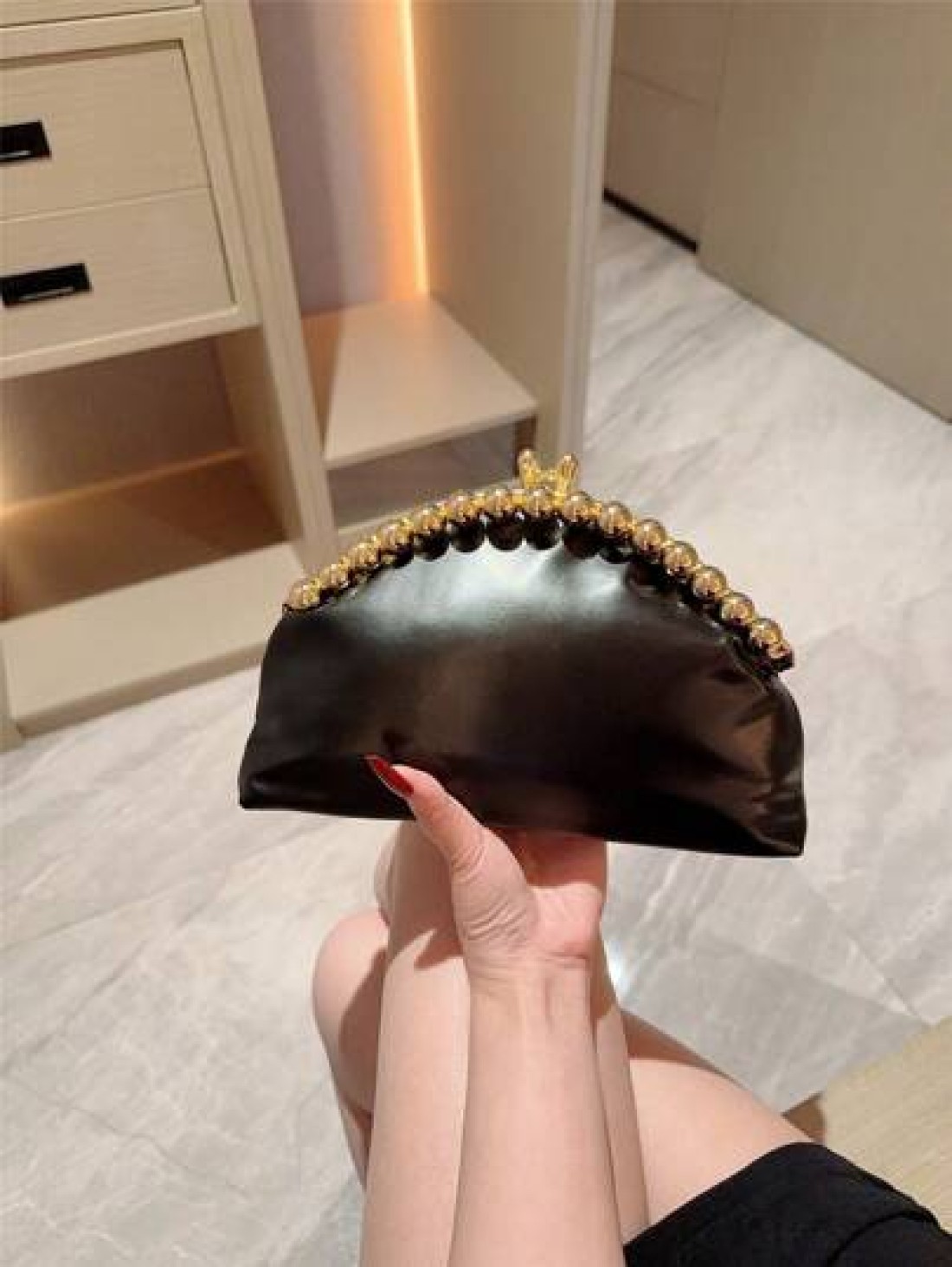 Moonlit Eve Bag 1pc Fashion Metal Sphere Decor Party Handbag European American Style Luxury Leather Clutch Purse Elegant Sophisticated Wedding Gala Bag Suitable For Wedding Prom Formal Events Formal D