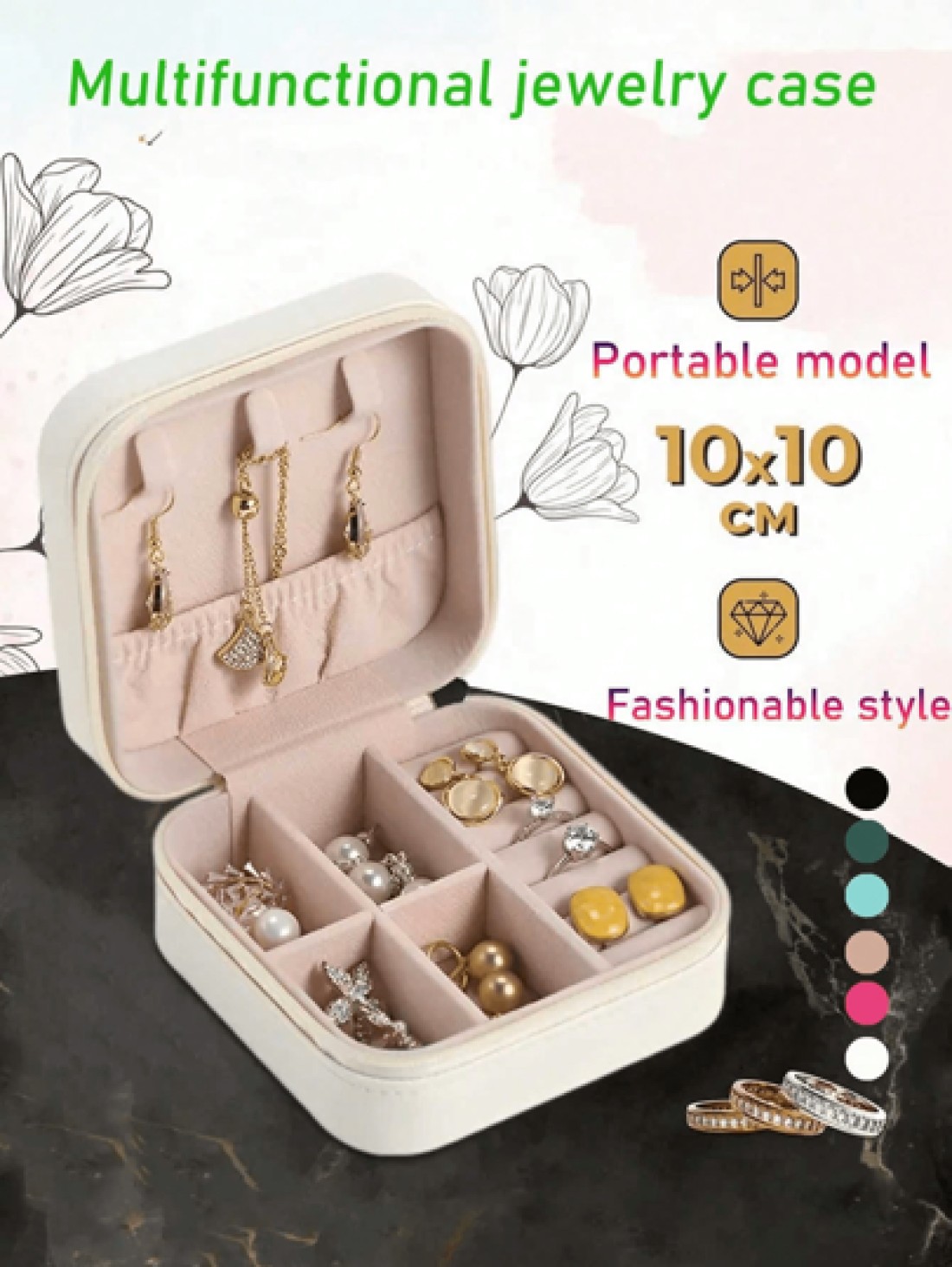 1 Pc Portable Travel Jewelry Box Large Capacity Jewelry Storage Box Household Makeup Organizer Lockable Jewelry Case Small Compact Travel Jewelry Organizer For Earrings Necklaces Rings Dust Proof Jewe