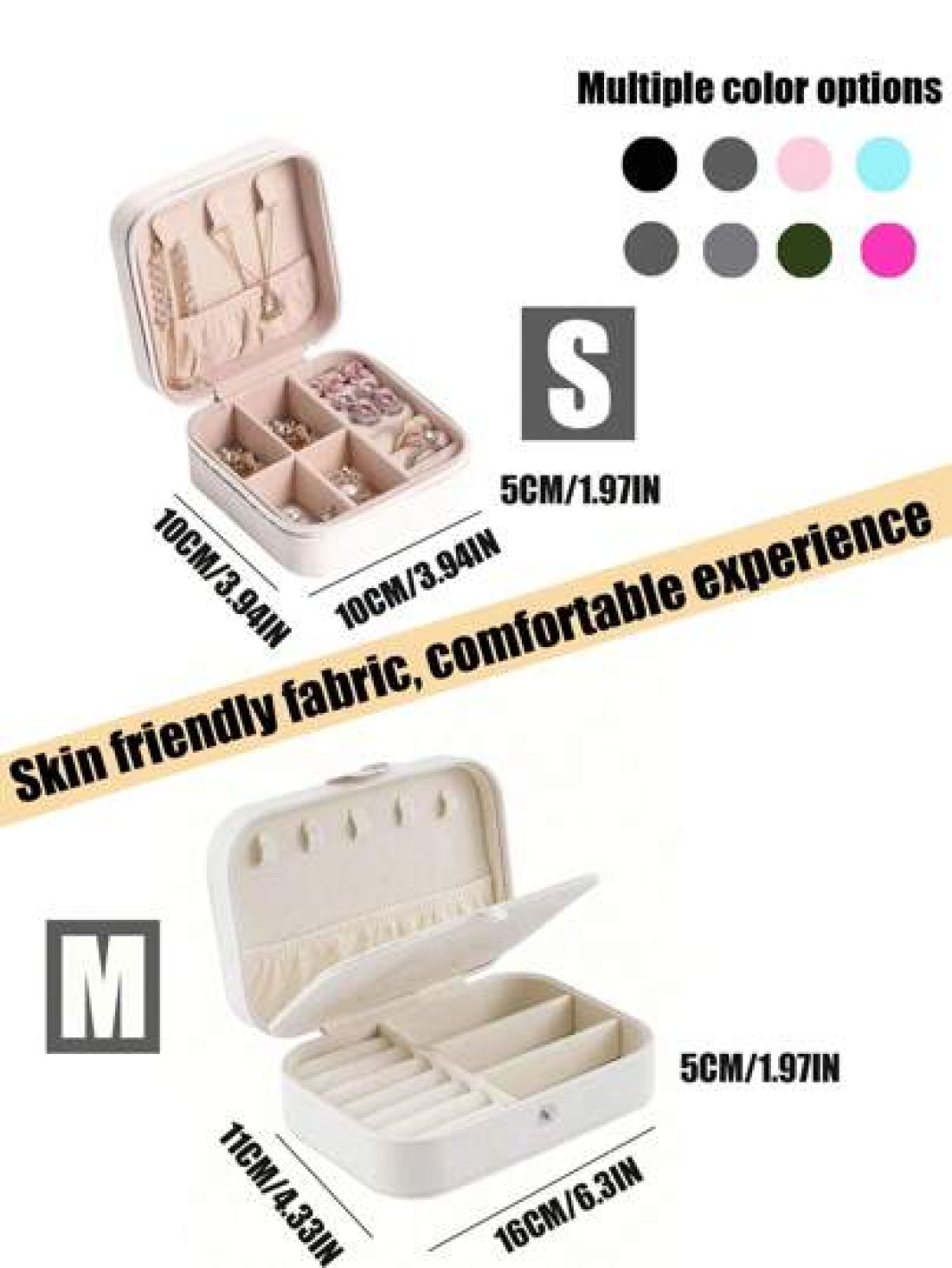 Large Capacity Jewelry Organizer Box Portable Travel Case For Earrings Rings Necklaces Multi Layer Storage With Zipper Makeup Toiletry Essentials Gift For Women Makeup Organizer