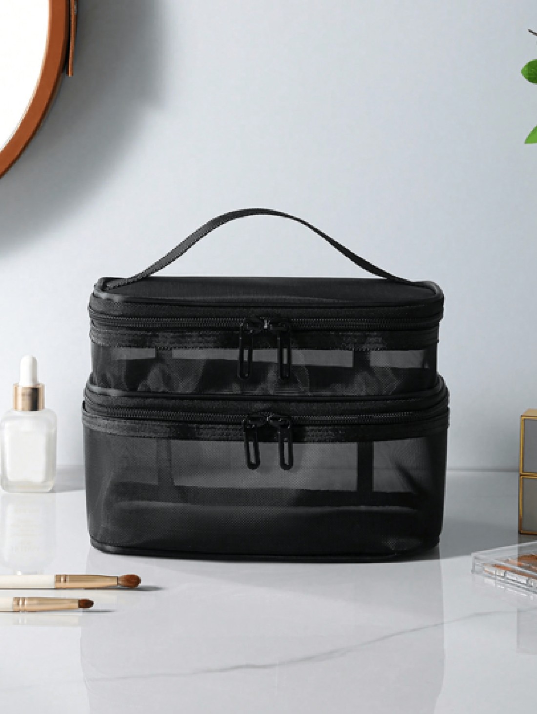 1pc Multi Function Cosmetic Bag Portable Makeup Organizer Bag Waterproof Travel Toiletry Bag Large Capacity Storage Bag For Makeup Cosmetics Lip Gloss Lipstick Combs Brushes Toothpaste Jewelry Station