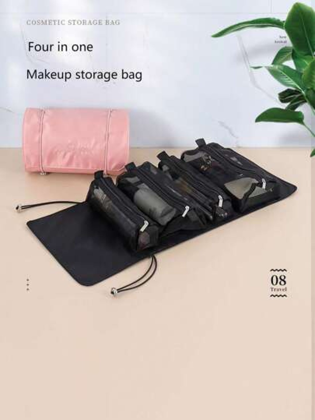 1pc Women s Waterproof 4 In 1 Travel Toiletry Bag Detachable Makeup Bag Cosmetic Pouch Pink Bathroom Bag Storage Bag Makeup Brush Holder Portable Compartment For Cosmetics Makeup And Lipstick Great Fo