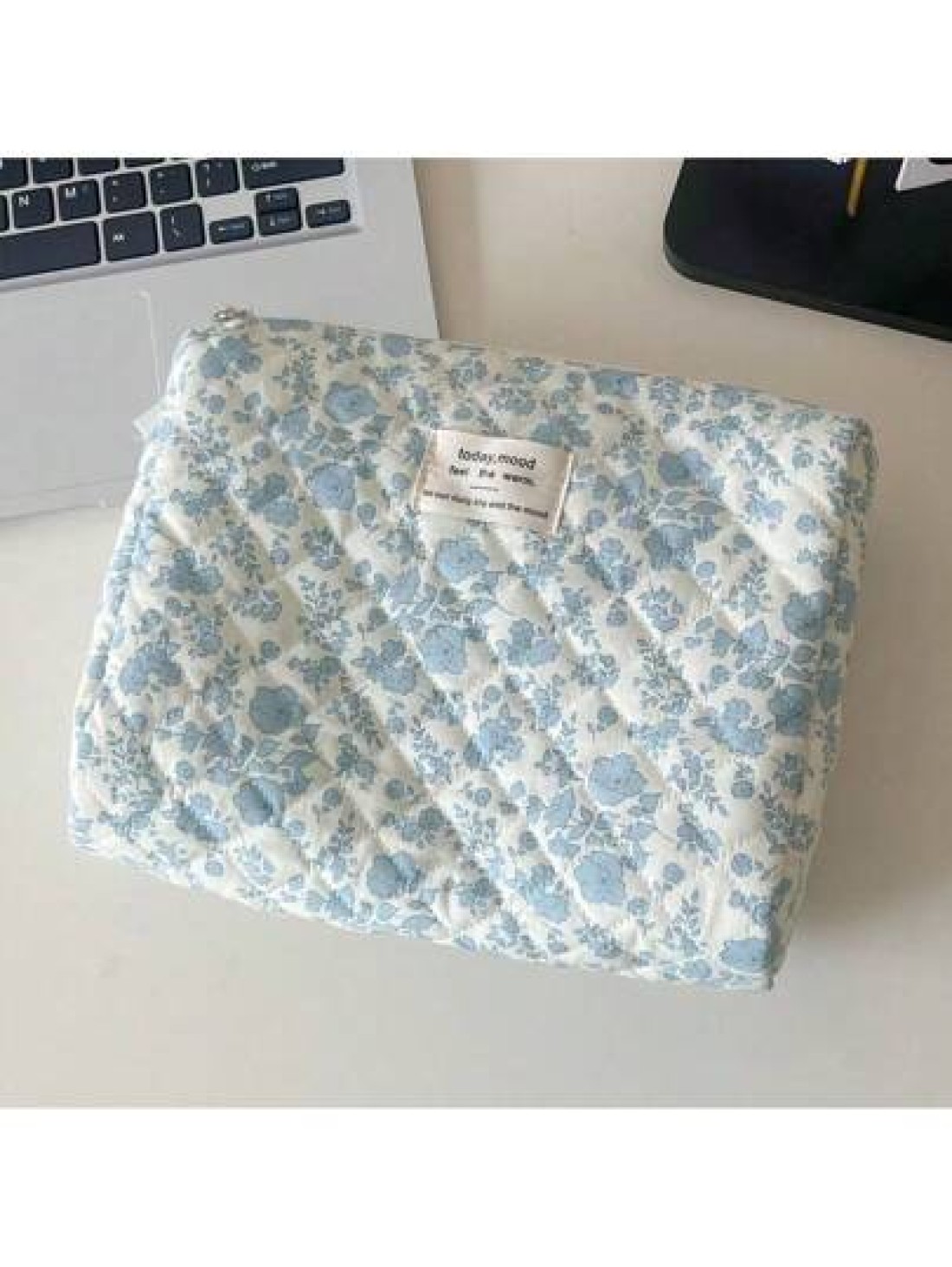 1 3pcs Blue Begonia Flower Makeup Bag Large Capacity Portable Organizer Pouch Multi Functional Handbag Cosmetic Storage Bag Toiletry Bag For Women Men With Handle Compartments For Home School Dorm Tra