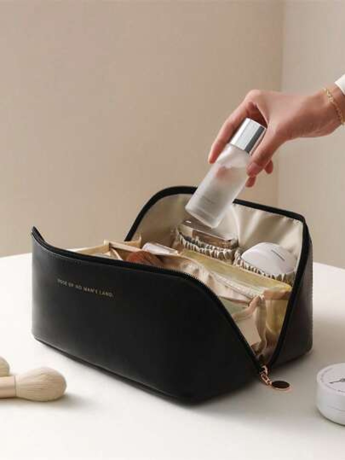 1pc Large Capacity Travel Makeup Bag Multi Functional Makeup Bag Women s Portable Organizing Bag Makeup Bag Organizing Bag Daily Supplies PU School Supplies Student School Supplies Back To School Bag