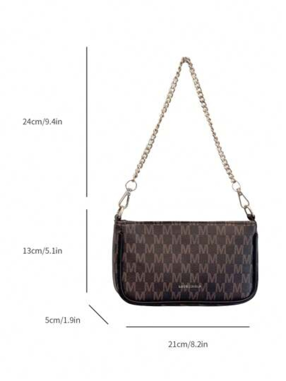 In 2024 The New Fashion Classic Joker Pu Waterproof Fabric Letter Pattern Printing Design Metal Chain Decoration Design Baguette Bag Shoulder Bag Is Suitable For Shopping