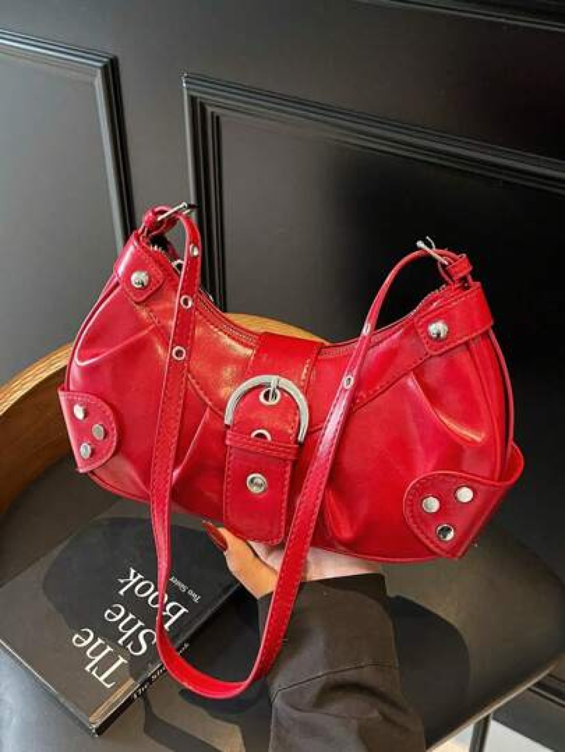 Niche Design Casual Versatile Minimalist Fashion PU Texture Shoulder Crossbody Handheld Crescent Bag