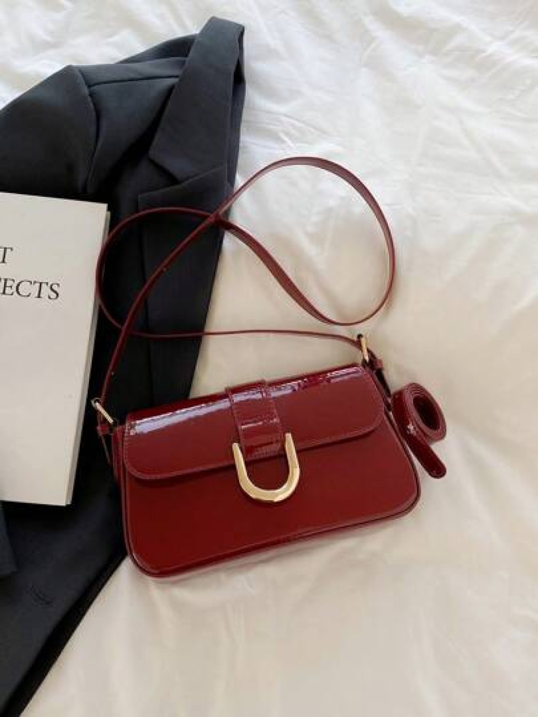Red Retro Style Faux Leather Square Small Shoulder Bag Versatile For Women Detachable Dual Shoulder Straps Suitable For Girls Ladies Students Office Workers Commuting Outdoor Matching Ankolal Red