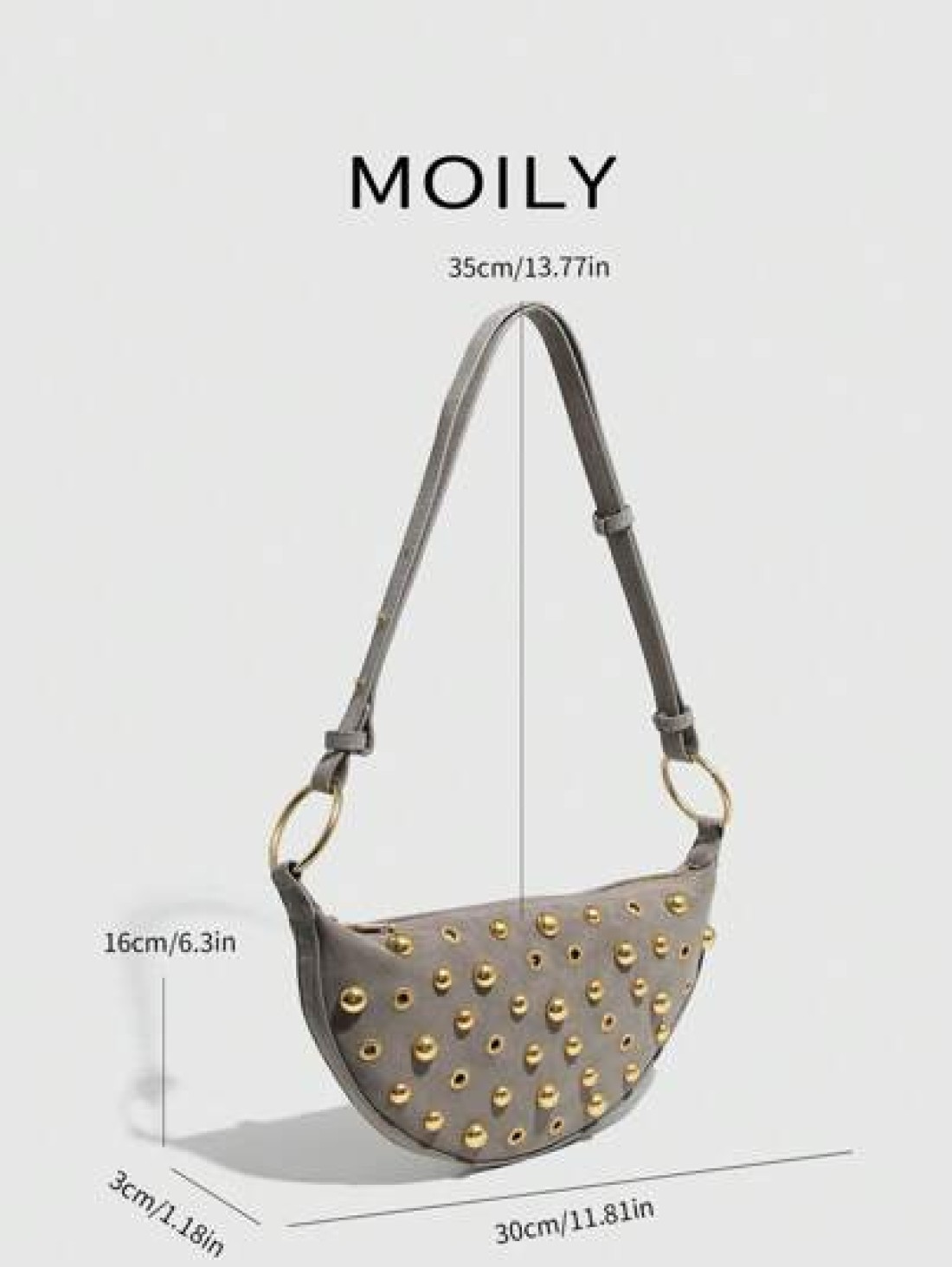 Street Punk Rivet Adjustable Shoulder Women s Crossbody Saddle Bag