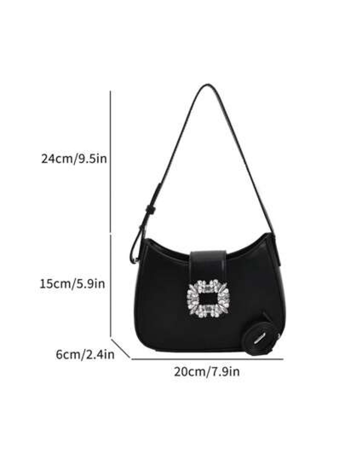 Shoulder Bag With Rhinestone Decorative Armpit Bag Versatile And Fashionable Rhinestone Glitter Saddle Underarm Bag PU Leather Textured Bag Purse Fashion Versatile Bag