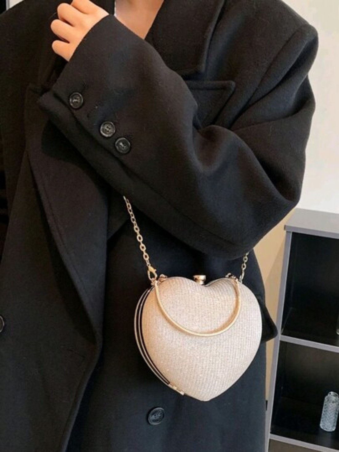 Glamorous Glitter Bling Sequin Luxury Shiny Women s Heart Shaped Rhinestone Evening Clutch Bag Luxury Designer Girls Glitter Crystal Handbag With Chain Strap Y2k Style Novelty Bag Purse For Wedding Pa