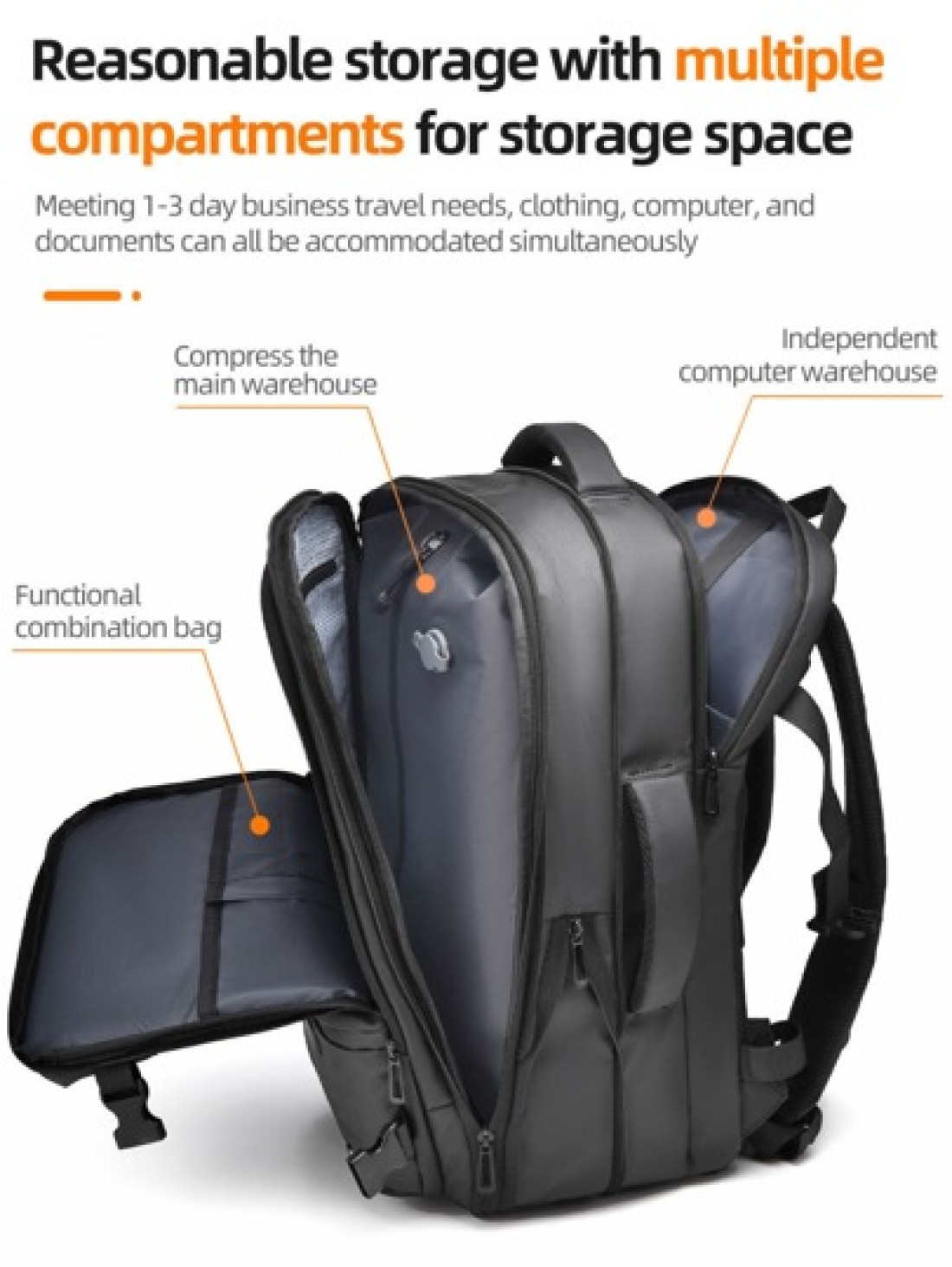 WEIXIER Vacuum Compression Travel Backpack With Laptop Compartment Multifunctional Rucksack For Business College Travel Graduation Camping