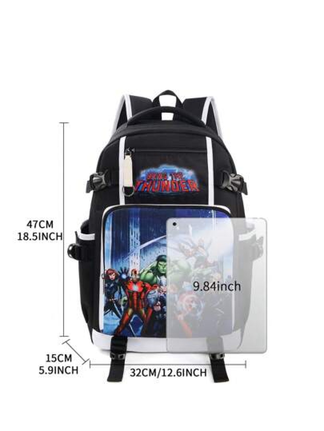 Marvel Graphic Print Oxford Cloth Backpack Minimalist Letter Design Large Capacity Laptop Bag Travel Bag Adjustable Shoulder Strap Multiple Compartments Suitable For Students Summer