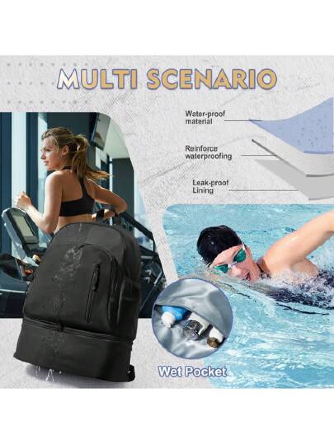 Expandable Wet Dry Separation Backpack With Shoe Compartment Casual Nylon Travel Gym Backpack Multipurpose Daypack For Men Water Resistant With Laptop Pocket