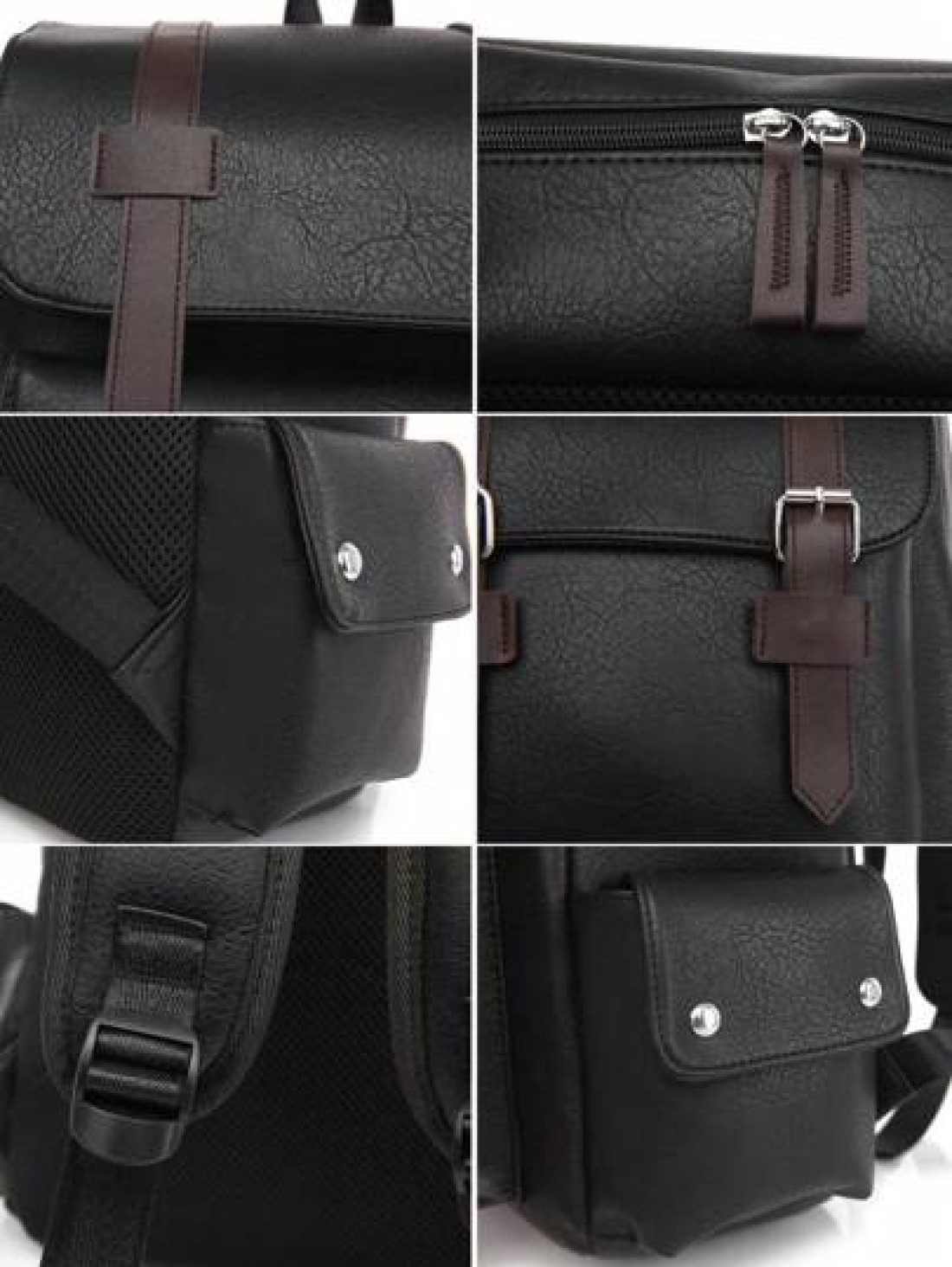Large Laptop Backpack Men PU Leather Backpacks Male Teenagers Boys Black Schoolbag