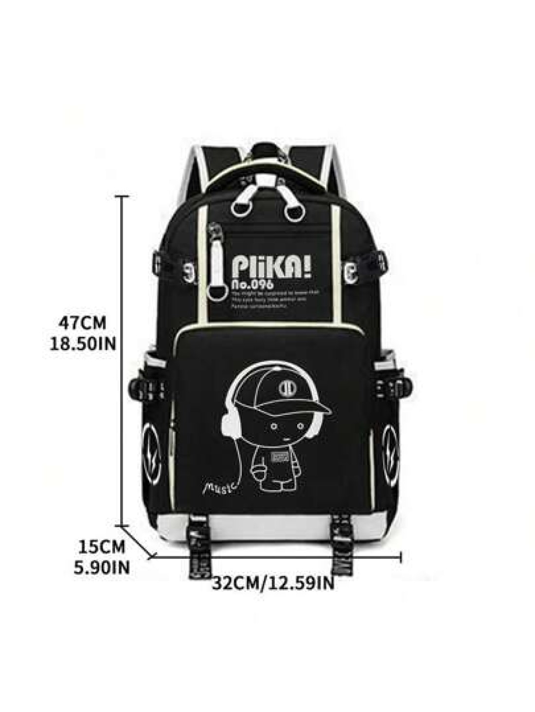 Glow In The Dark Backpack Music Graphic Print Suitable For High School College Students Large Capacity Fashionable Multipurpose Unisex Laptop Bag Travel Rucksack All Strap Patterns Random School Backp