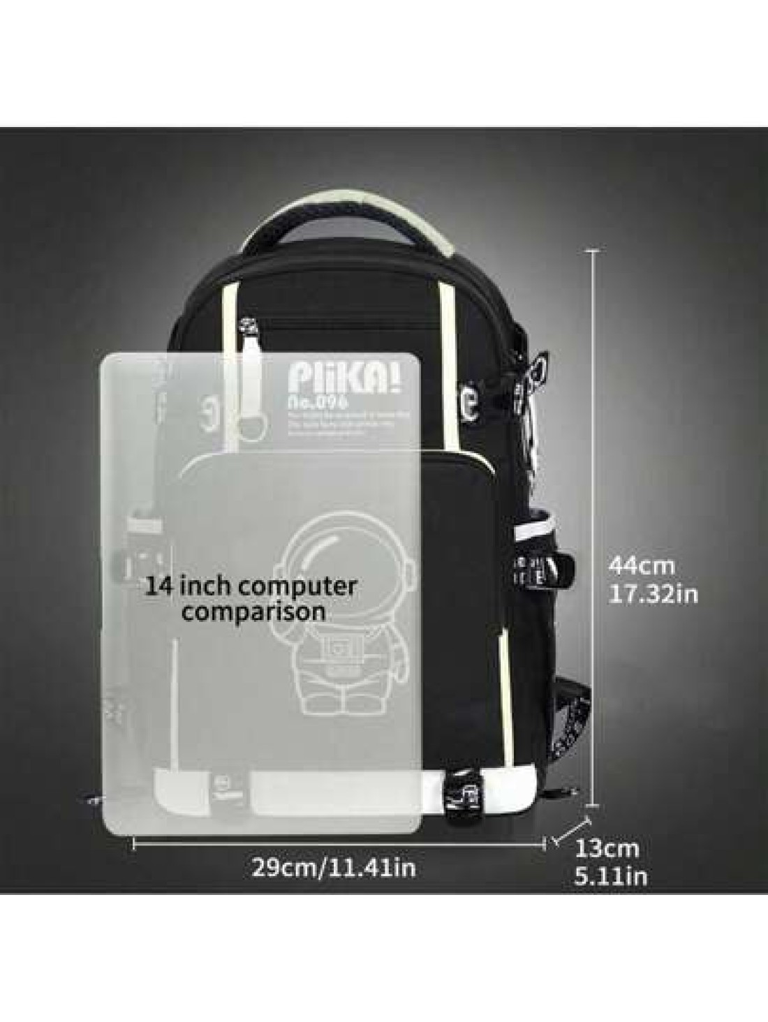 Luminous Cartoon Astronaut Backpack Minimalist Lightweight Oxford Cloth Large Capacity Computer Bag Adjustable Travel Campus Backpack All Webbing Randomly Printed Anime School Supplies
