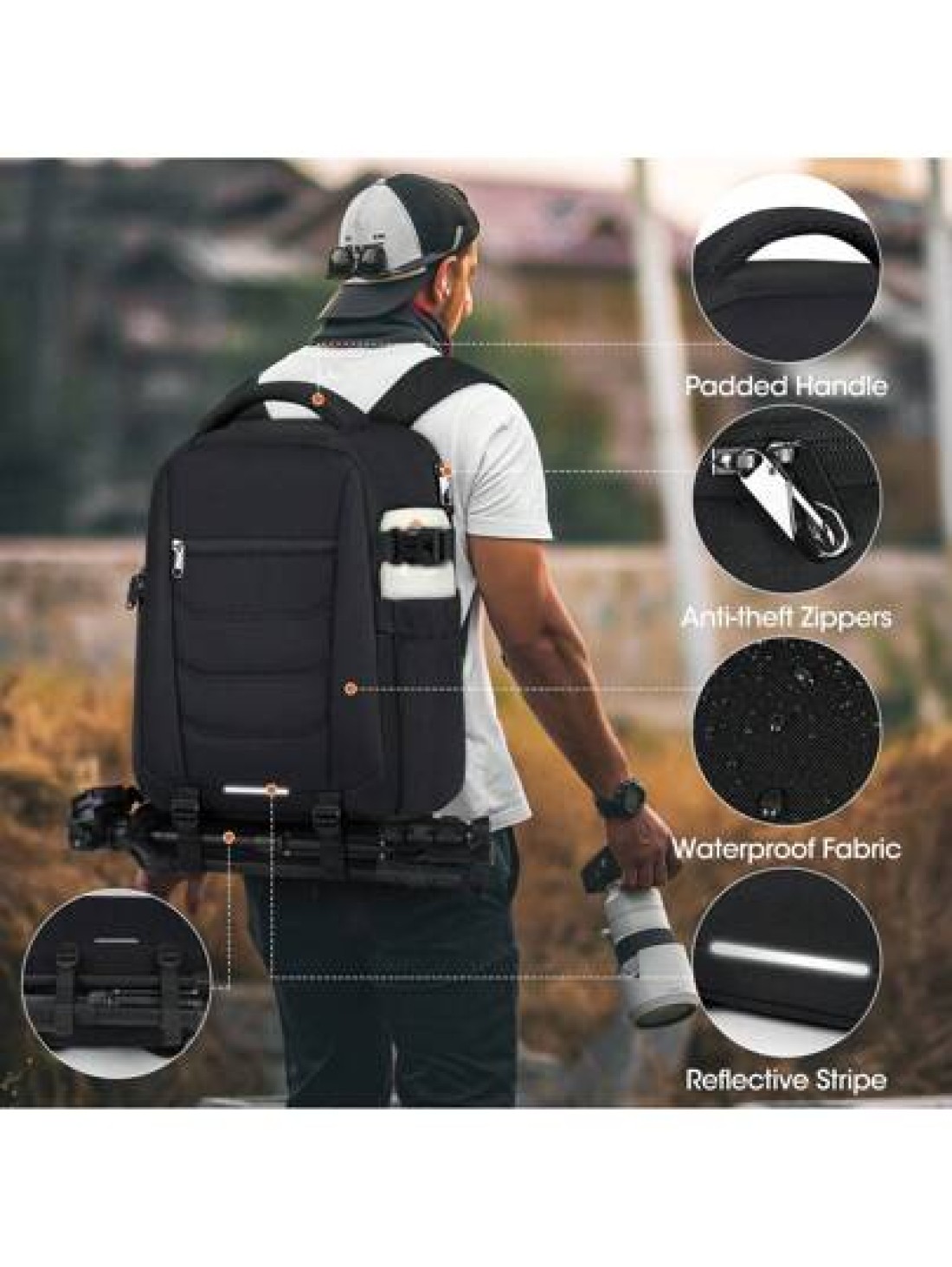 NEWHEY Camera Bag Backpack Professional For DSLR SLR Mirrorless Camera Waterproof Laptop Back Pack 14 15 6 Inch With Rain Cover Anti Theft Travel Case Large Capacity Photography Backpack Bags For Trav