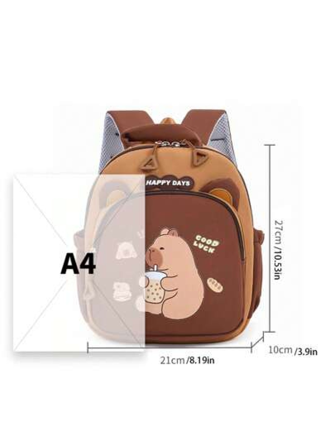 Cute Capybara Pattern Backpack Fashionable Backpack With Adjustable Shoulder Straps Brown Cartoon Design Ideal For Casual Outings Playful Design Spacious Compartments