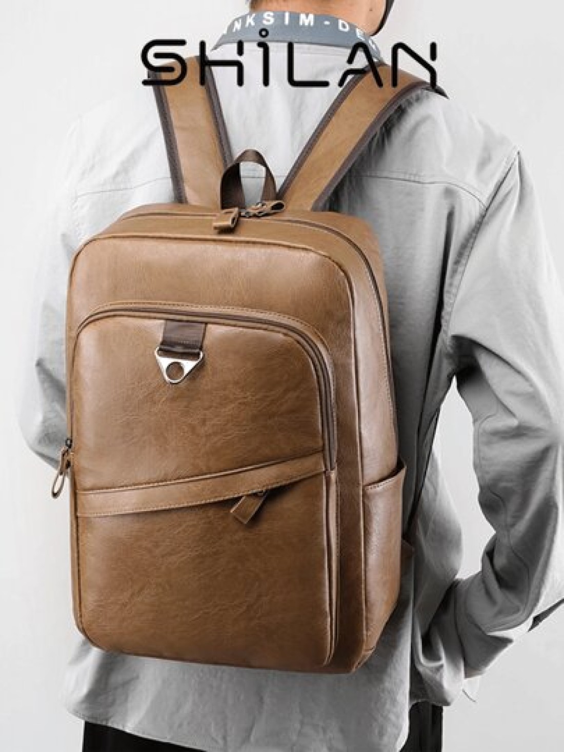 SHILAN High End Men s Business Backpack With Large Capacity And Multiple Functions For Sports Made Of PU Material With Multiple Compartments And Pockets Adjustable Shoulder Straps Suitable For Outdoor
