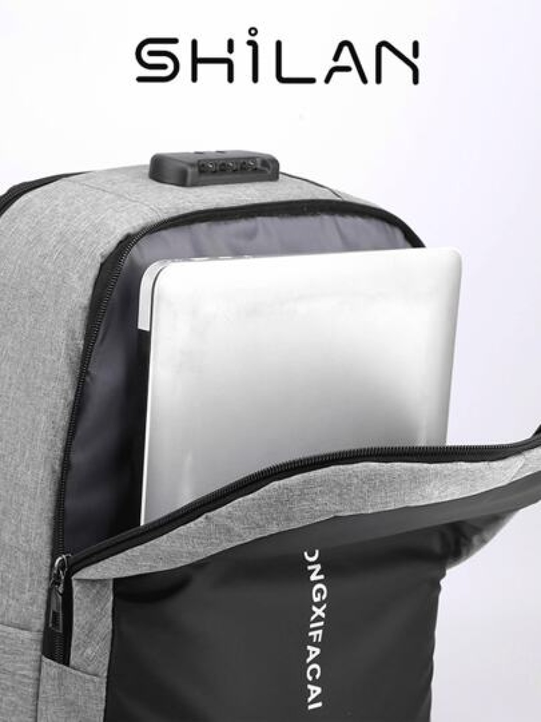 SHILAN High Quality Two Tone Fabric Men s Functional Business Backpack With Anti Theft Strap And Password Lock Large Capacity Suitable For Outdoor Activities School And Commuting School Backpack Can H