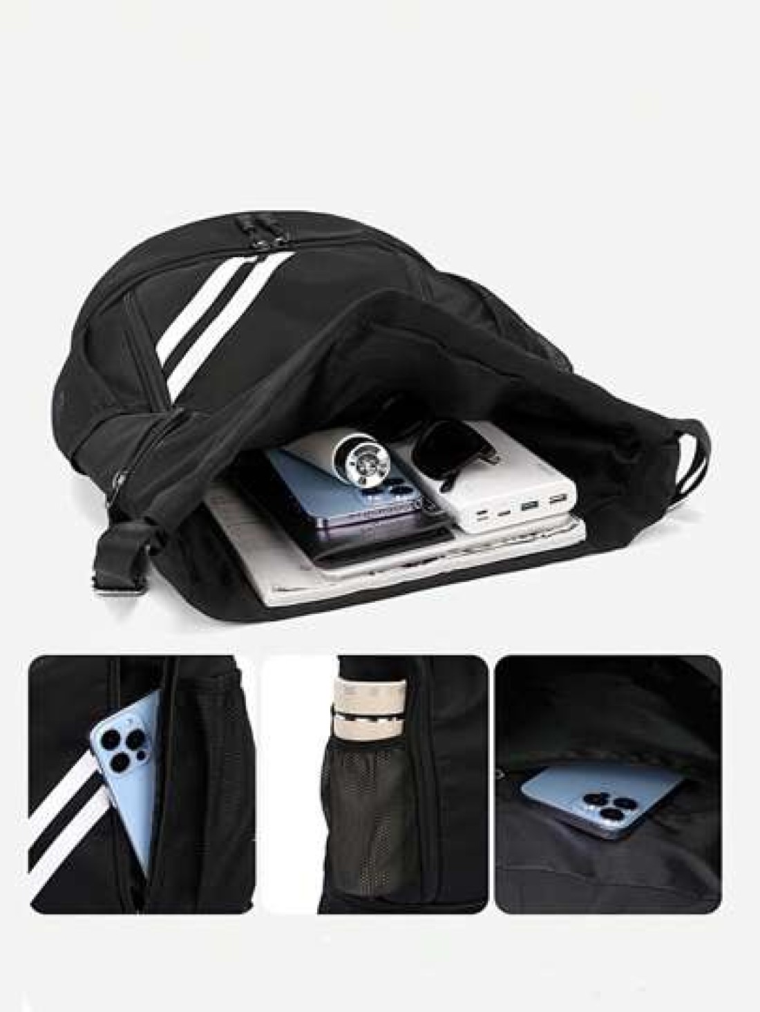 Spacious Waterproof Drawstring Backpack With Multi Pocket Design Perfect For Travel Sports And Outdoor Activities Ideal For Basketball Tennis And Swimming Gear And More Great Gift For Students And Men