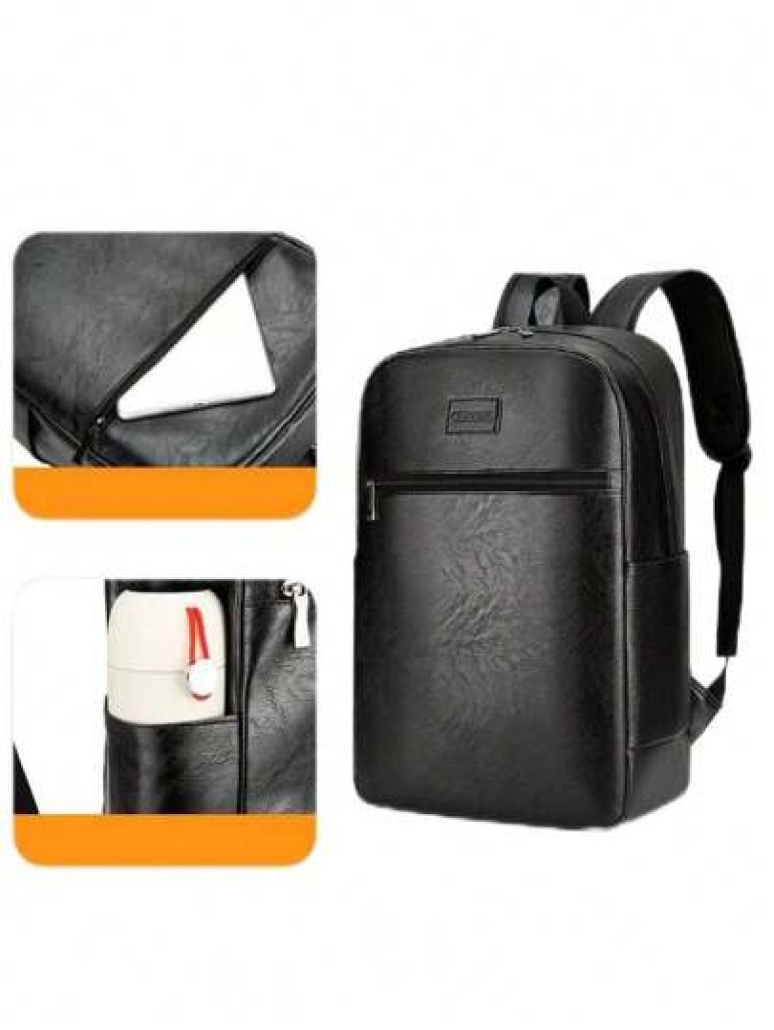 Faux Leather Vintage Backpack Slim 15 6 Inch Laptop Bag Casual Travel Daypack Brown Black Vacation School Summer Water Proof Carry On PU Leather Business Casual Black Husband Purse Holiday Computer Bl