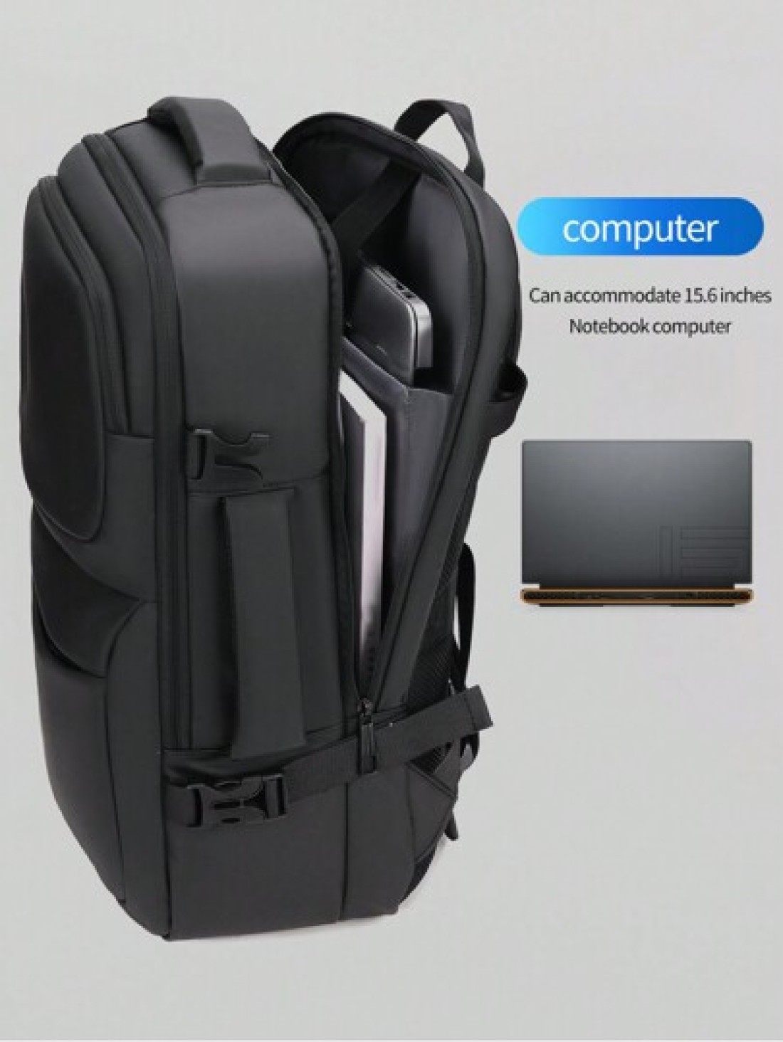 1pc Expandable Large Capacity Travel Backpack Outdoor Beach Bag School Student Backpack Weekend Overnight Bag With Wet Dry Separation Multiple Pockets Scratch Resistant Water Resistant Fabric Holiday