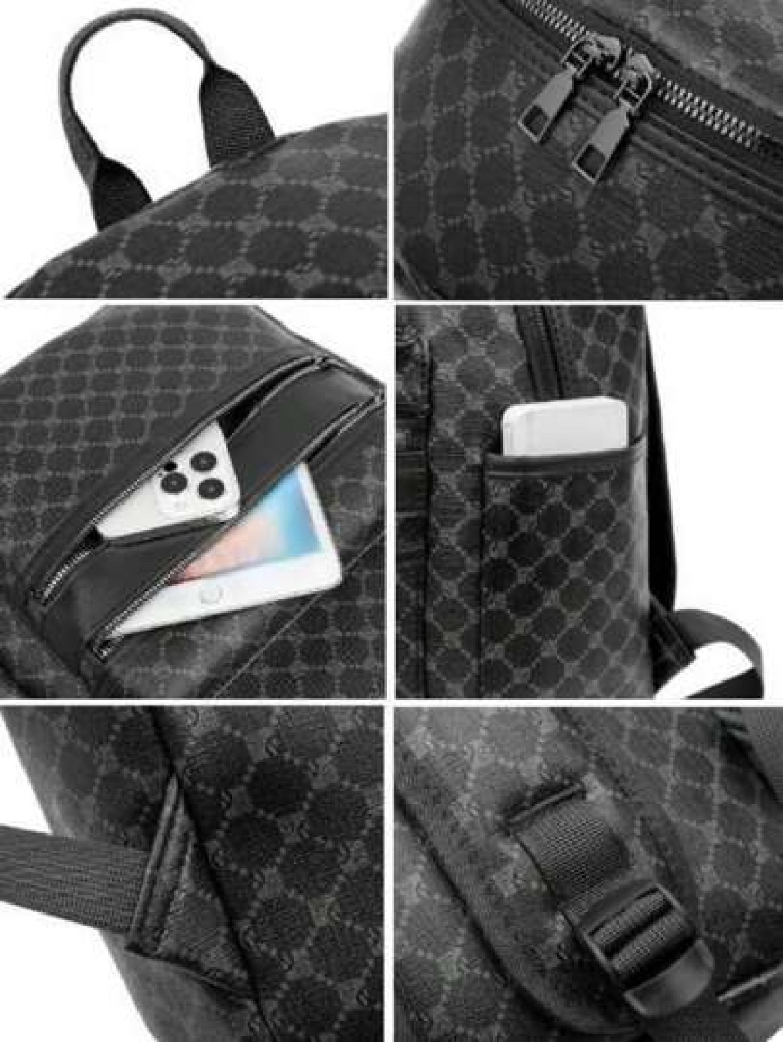 Large Capacity Printed Casual Backpack Fashion PU Leather Business Laptop School Bag
