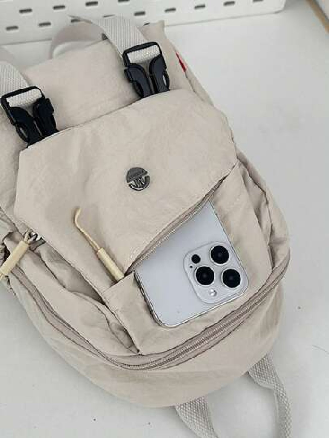 Solid Color Nylon Mini Backpack Unisex Multipurpose Handheld Shoulder Bag Suitable For College Students Zipper Closure Daily Wear