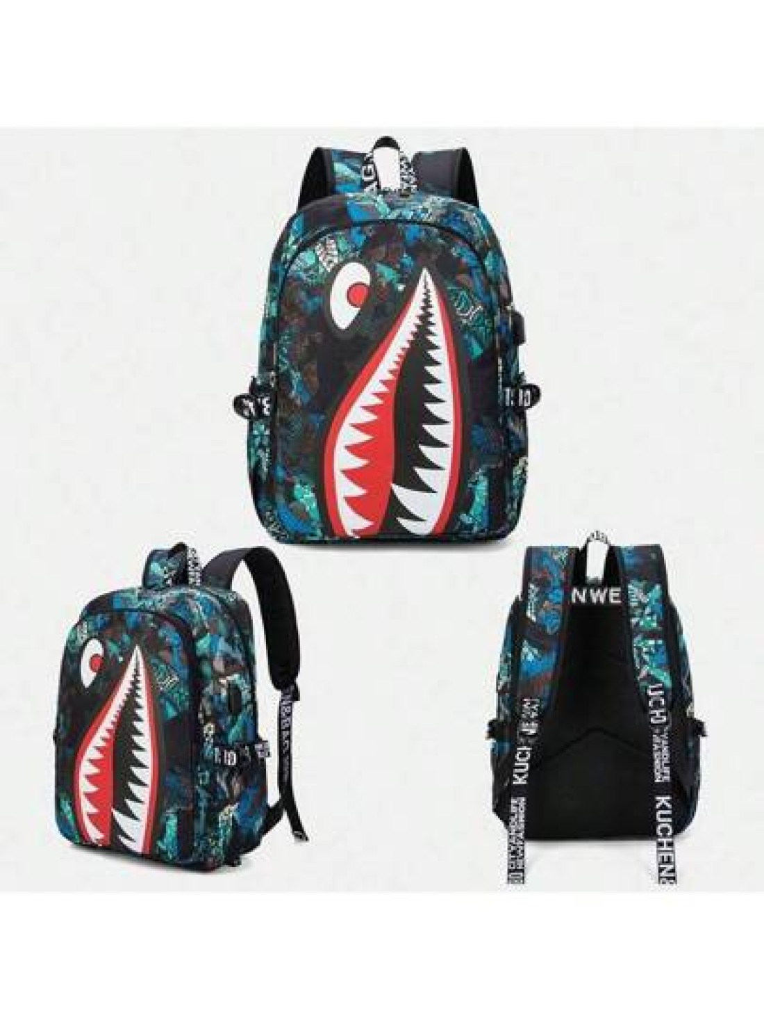 1pc Backpack School Bag Travel Backpack Boys Backpack Waterproof Fits 14 Inch Laptop USB Charging Port Functional Portable Casual For Students Boys Gift For Children Printed Straps And Letters Are Ran