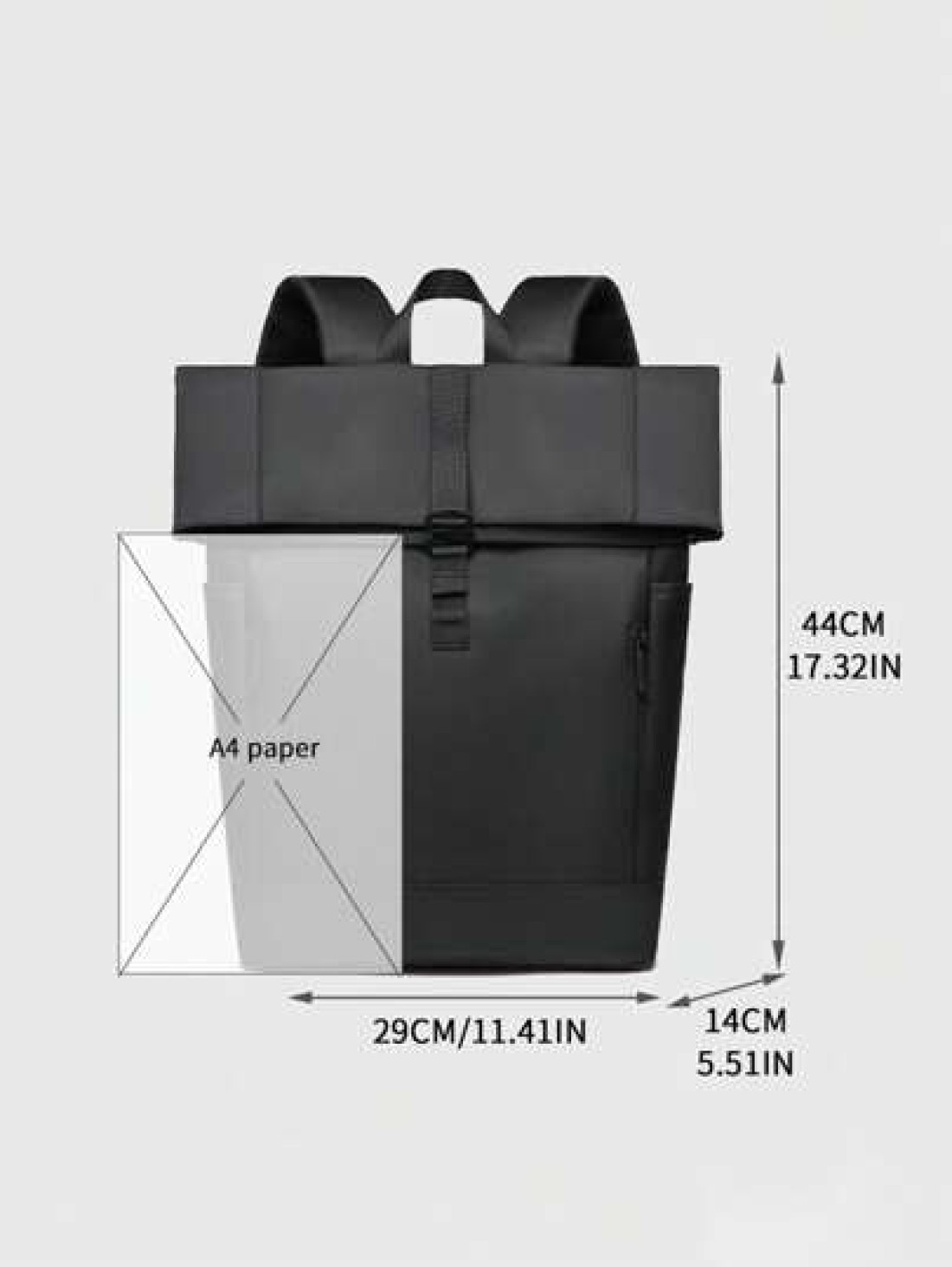 1pc Men s Backpack New Fashion Roll Top Flap Double Strap Backpack Large Capacity Business Casual Sports Outdoor Travel Waterproof Nylon Solid Color Music Festival Gift