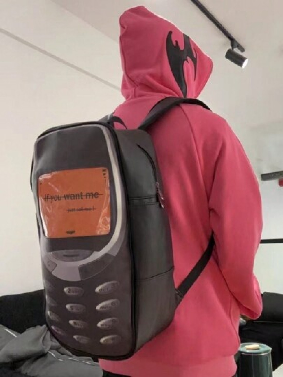 Novelty Retro Old School Shoulder Bag text Me If You Want Me Cellphone Funny Telephone Shaped Large Capacity PU Leather Rucksacks Technology Fan Toy Supplies Backpack School Backpack Students Book Bag