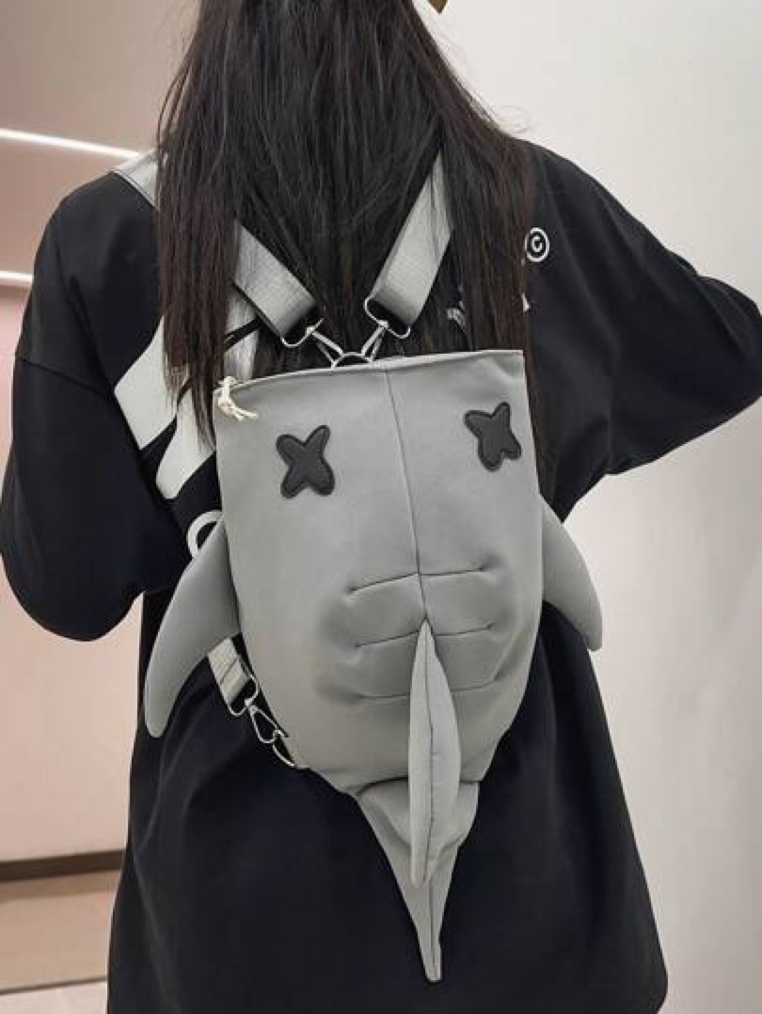 peach tree Shark Design Backpack Casual Shoulder Bag Suitable For High School College Students Couples Travel Sports Commuting Multi Pocket Lightweight Peach Tree Scream Bag Suitable For Halloween Chr