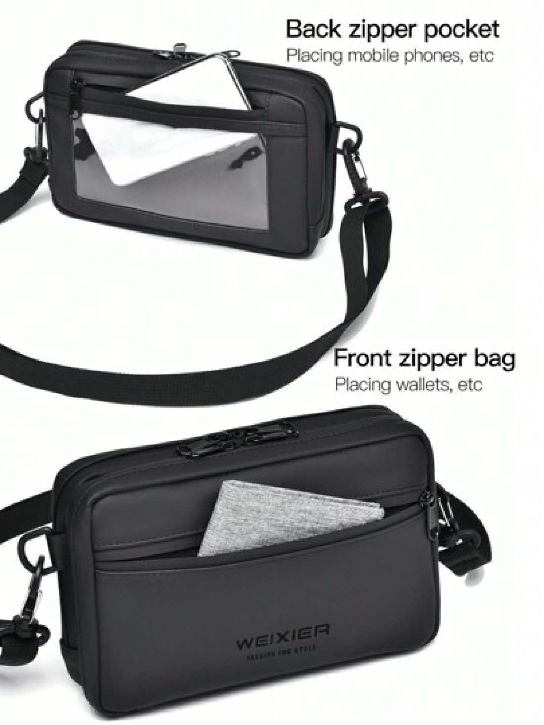 1pc Crossbody Bag Shoulder Bag Waist Bag Handbag Sports Bag Wallet Card Holder Fabric Multiple Compartments Pockets Adjustable Shoulder Strap Hiking Christmas Winter Gifts Hip Bag Tote Bag Black Bag H