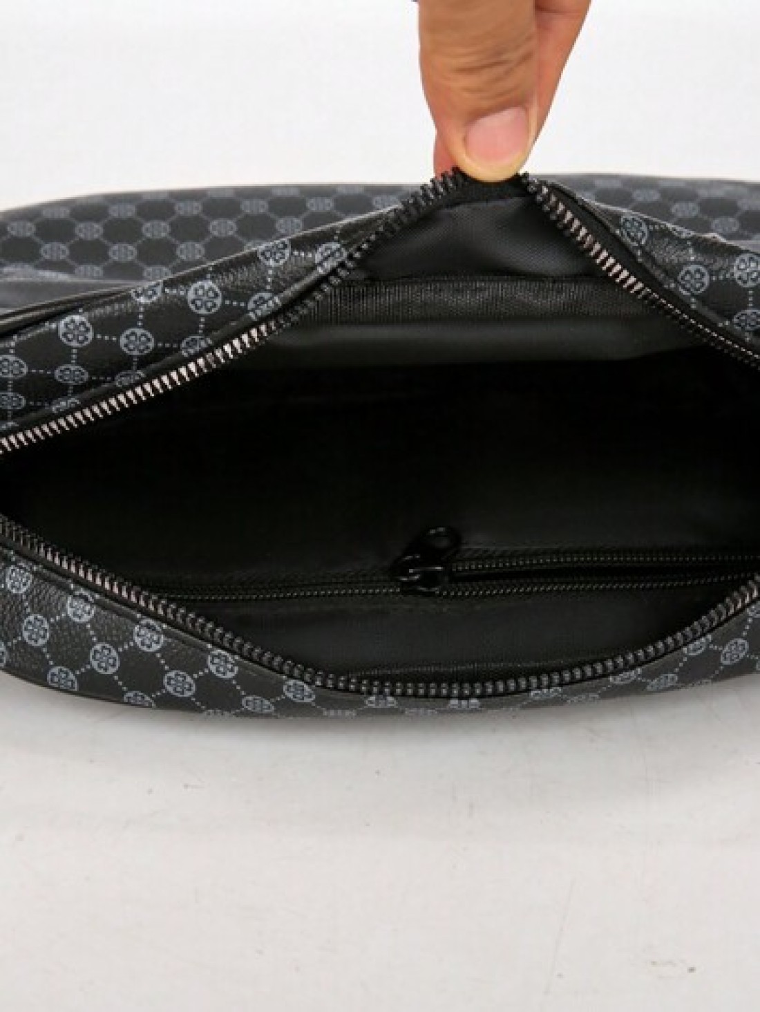 New Black PU Printed Sophisticated Men Sling Bag Dark Style Small Pouch Bag For Business Commute Travel Phone Holder Fashion Casual Outdoor Fitness Cycling Street Shoulder Bag Gift Adjustable Strap Zi