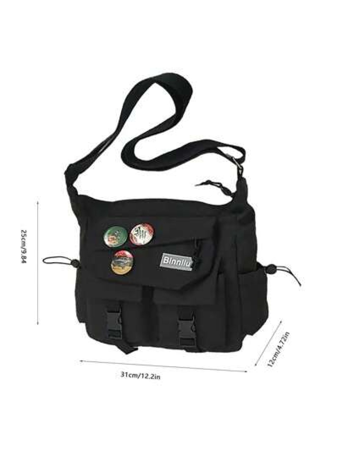 Preppy Style Nylon Crossbody Bag Large Capacity Messenger Bag For Outdoor Activities School Work Travel Daily Use Sling Shoulder Side Vacation School Summer Carry On Black Personalized Gifts Dad Husba