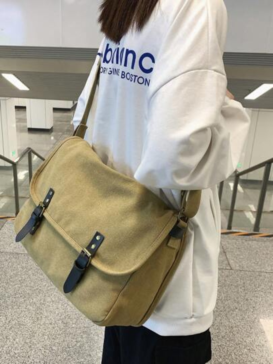 peach tree Retro Solid Canvas Shoulder Bag Peach Tree
