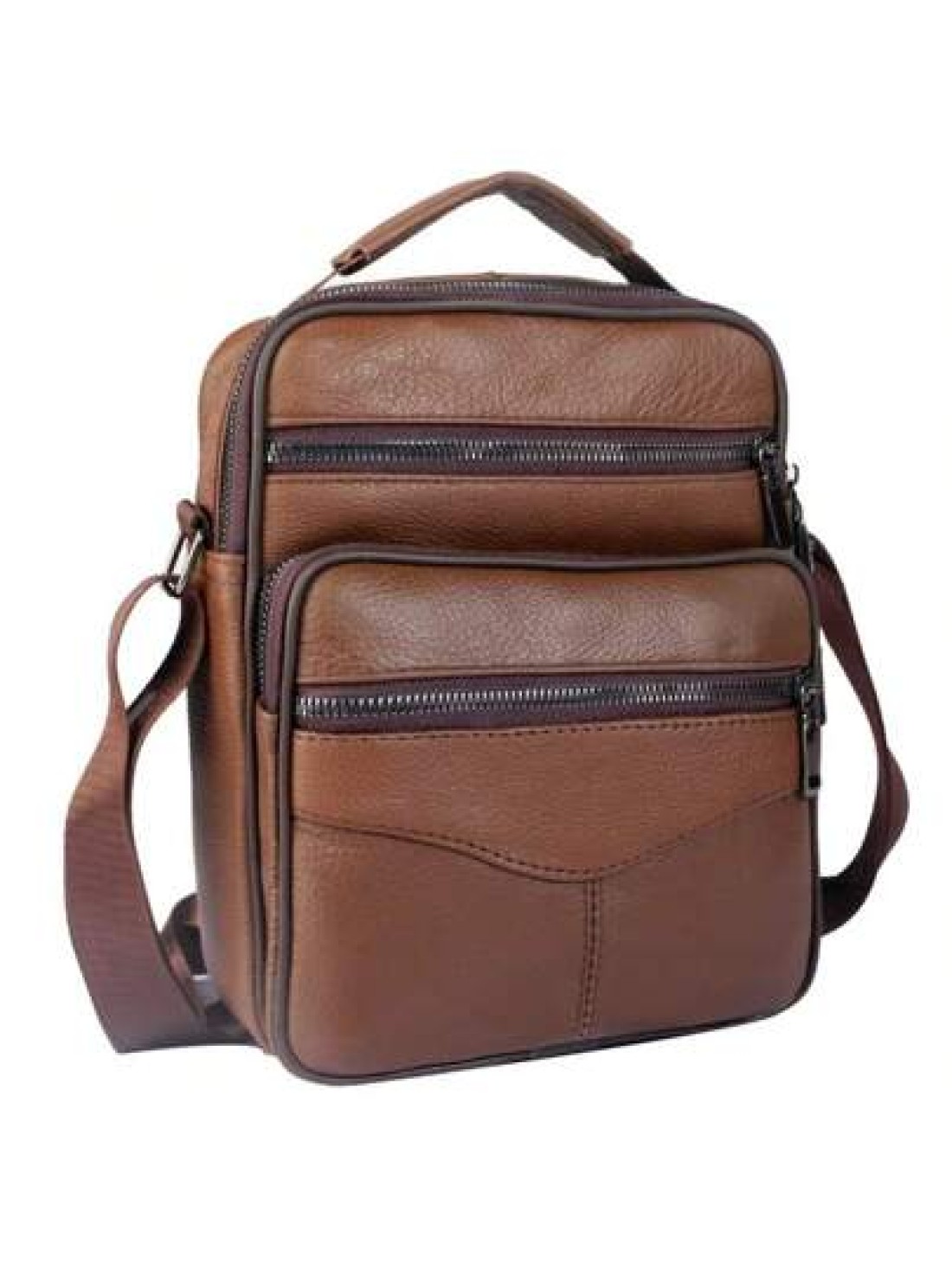 Top Grain Leather New Business Men s Messenger Bag Multi Layer High Capacity Lightweight Suitable For Commuting Travel Shopping Soft Texture Wear Resistant Waterproof