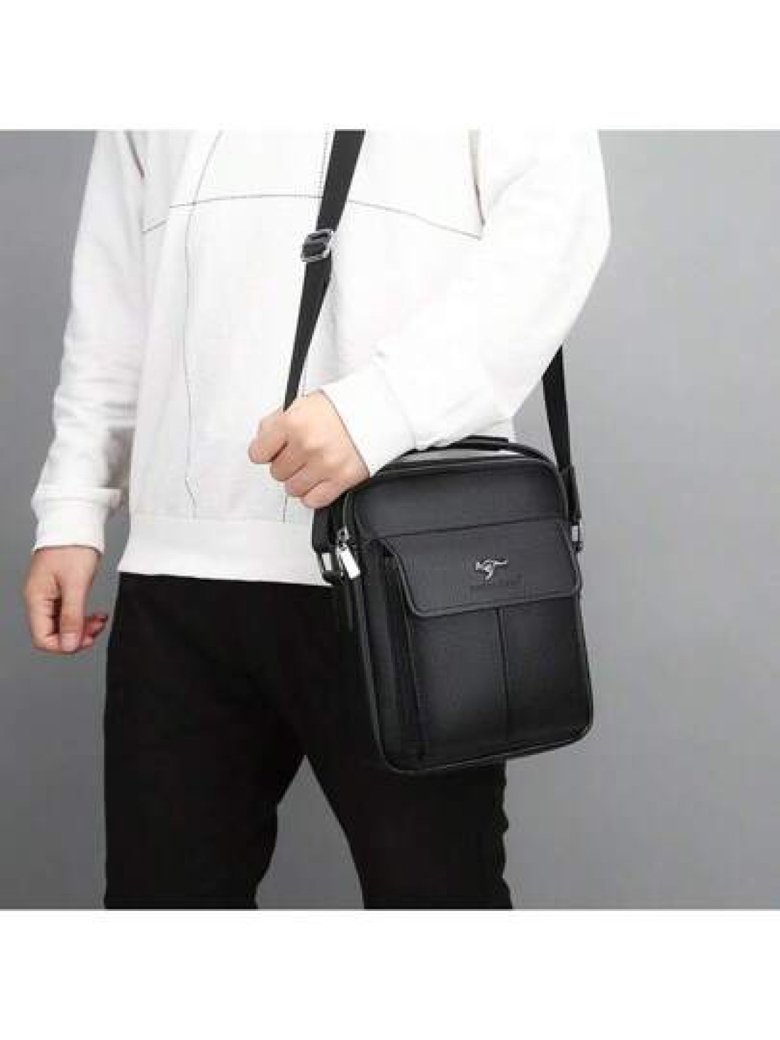 PU Leather Crossbody Bag For Men Casual Shoulder Bag For College Students