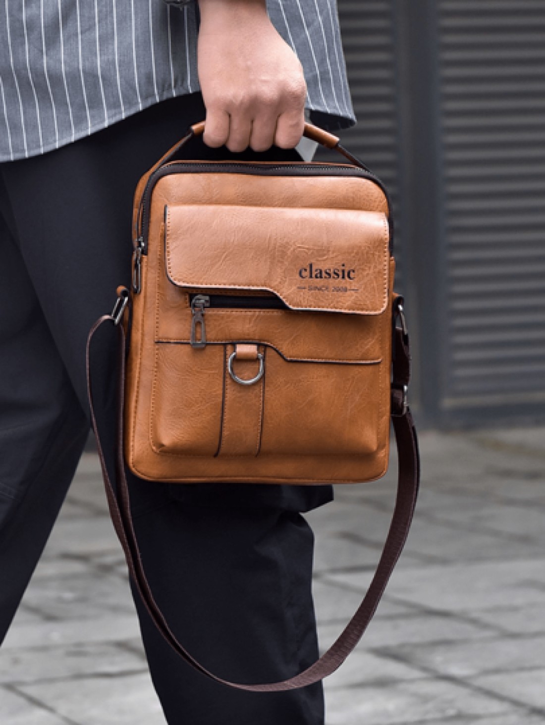 2pcs Set Retro Messenger Bag PU Leather Shoulder Bag With Wallet Large Capacity Headphone Hole Casual Minimalist Style For Commuting Business Travel Gifts For Friends Family Summer Summer Bag Spring B