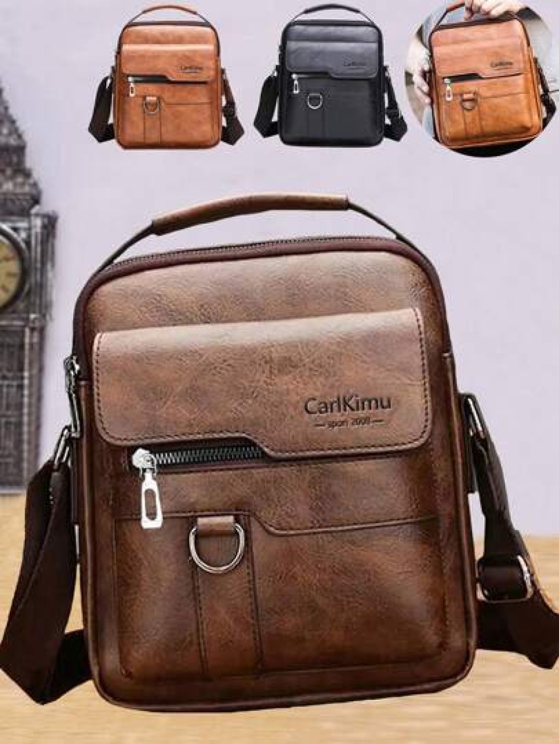 Men s Handbag Men s Shoulder Bag Retro PU Leather Vertical Hand Business Casual Bag Schoolbag