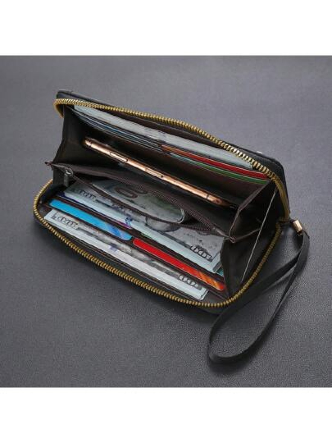 CarrKen 1pc Men s Essential Casual Zipper Handbag Large Capacity Phone Wallet With Multiple Pockets Card Slots Gift For Boyfriend Father Son