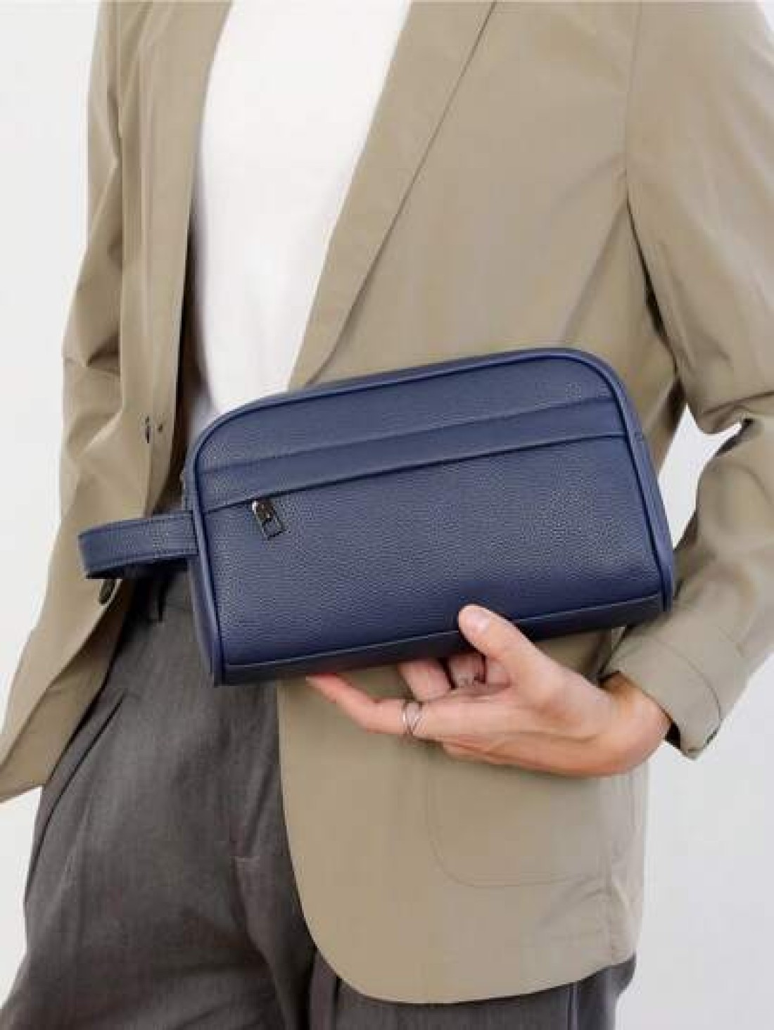 New Men s PU Leather Business Casual Clutch Bag Large Capacity Fashion Versatile Wristlet Suitable For Shopping Short Distance Travel