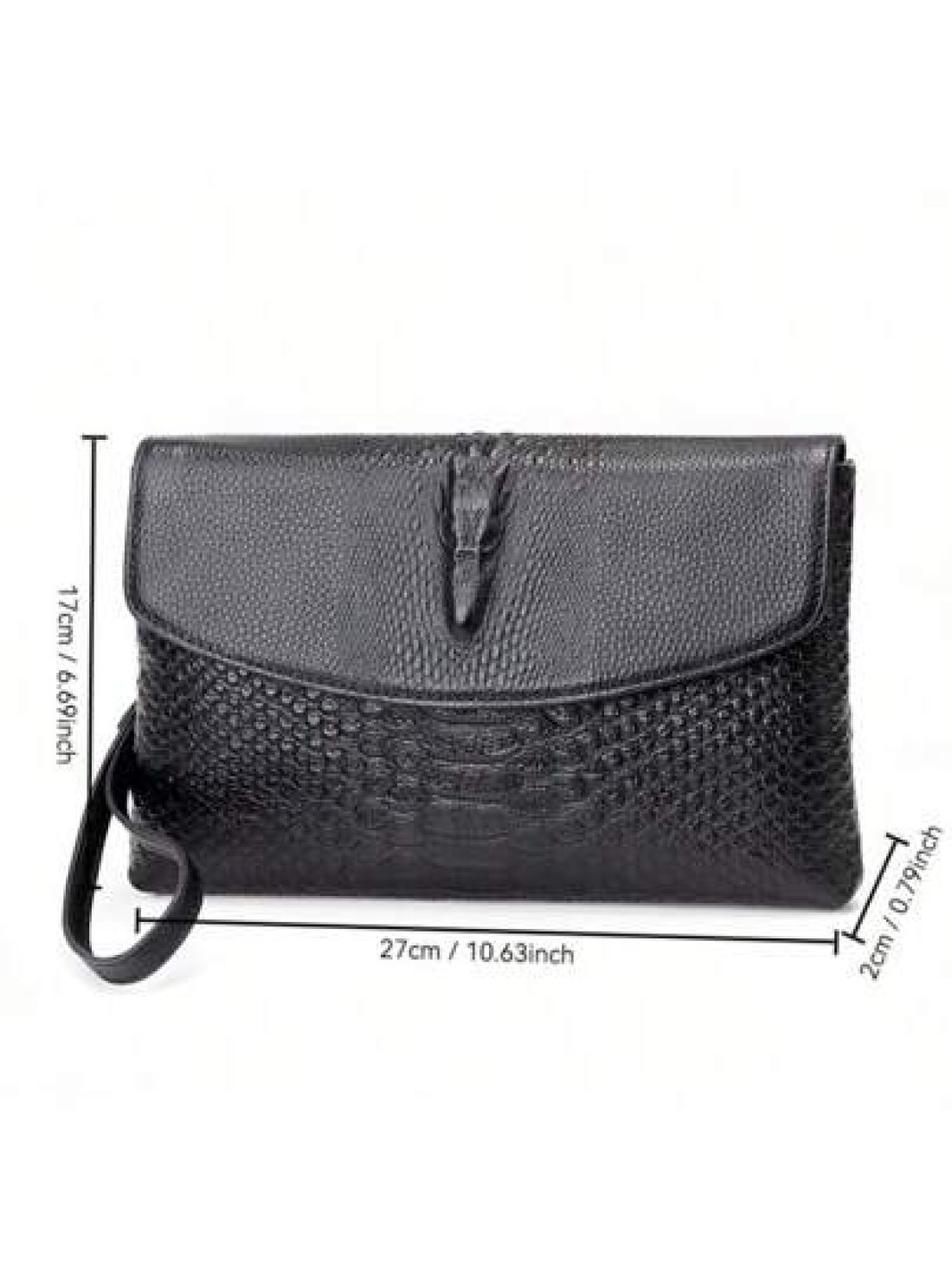 Genuine Leather Clutch Bag For Men Crocodile Pattern Flap Business Hand Bag New Casual Bifold Wallet