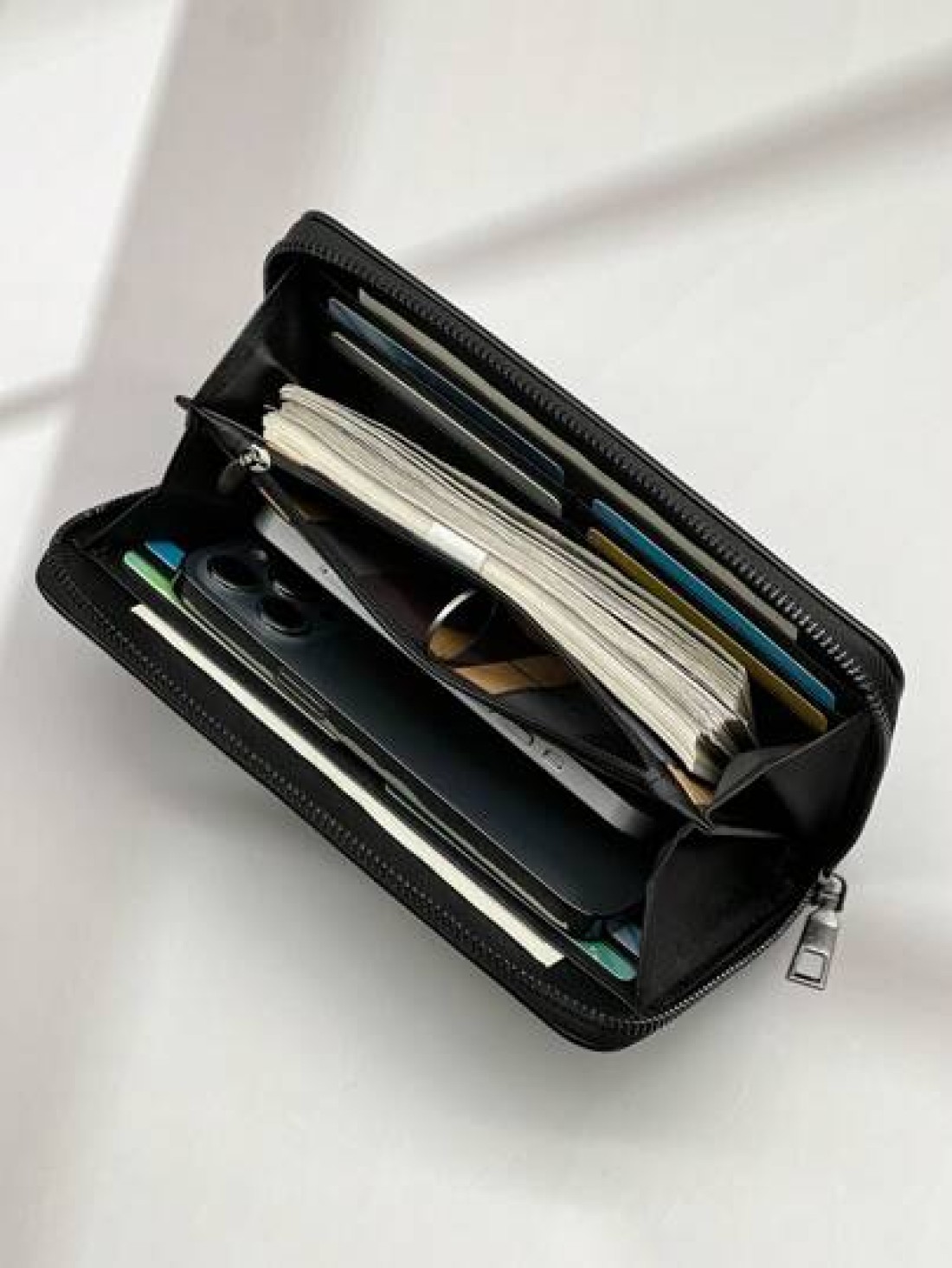 New Waxed Leather Long Zip Clutch Bag Spacious Casual Fashion Gifts Fall Christmas Scream Men Bag Wallet Hand Bag Men Zipper Bag Fashionable Casual Thanksgiving Travel Winter Purse Holiday Wash Bag Ol